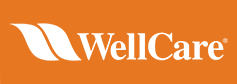 A well care logo on an orange background.